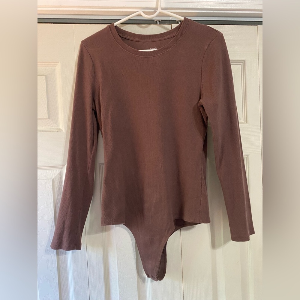Nuuds Ribbed Coffee Long Sleeve Bodysuit